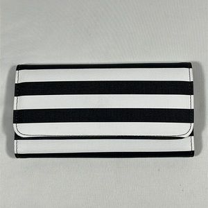 NWT Kut from the Kloth Black/White Striped TriFold Snap Close Wallet